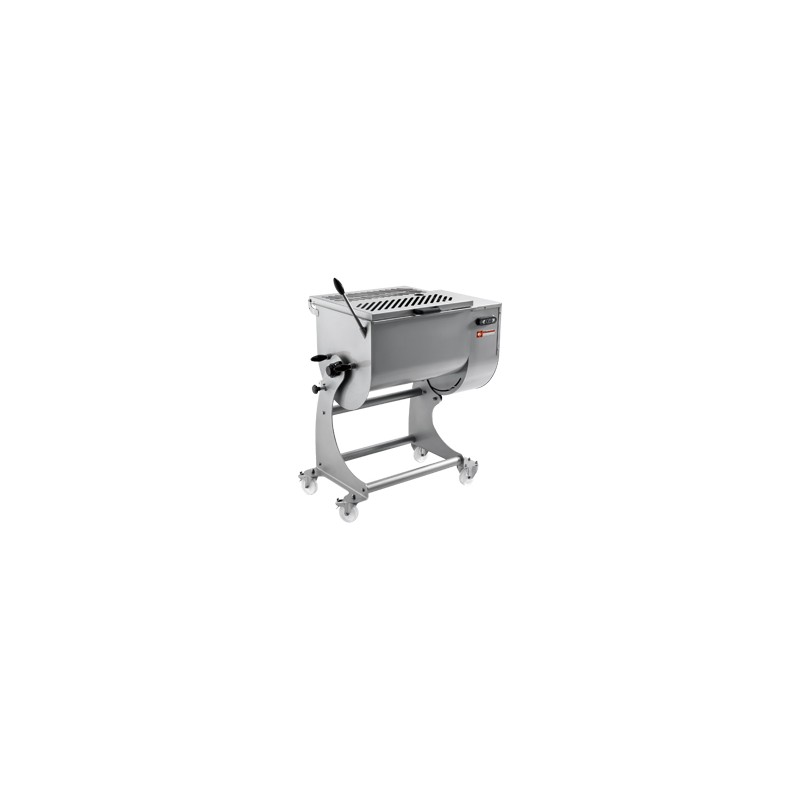 Mélangeur à viande en inox 80 kg, piètement sur roues