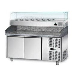 Table à pizza 2 portes avec saladette