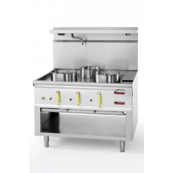 Fourneau wok 3 brûleurs avec rideau d’eau