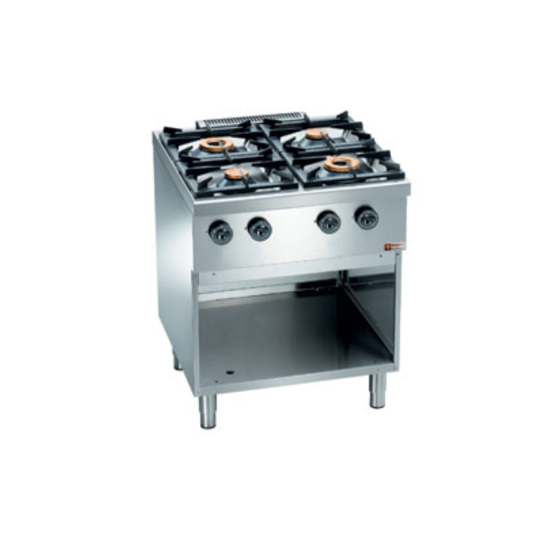 Fourneau gaz 4 feux, sur armoire ouverte Base 700