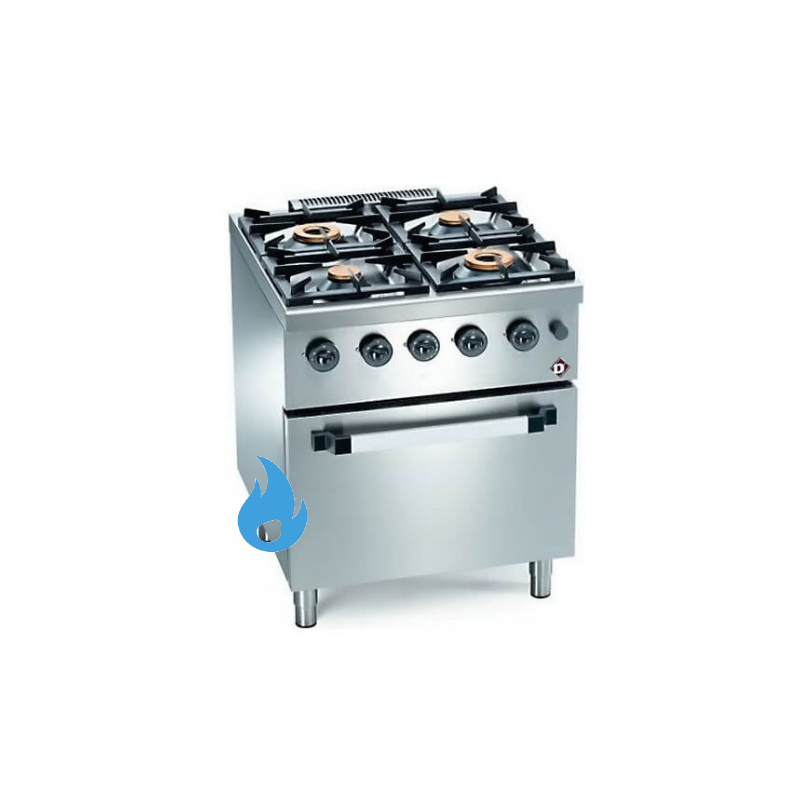 Fourneau gaz 4 feux vifs, sur four gaz GN 2/1 Base 700
