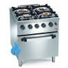 Fourneau gaz 4 feux vifs, sur four gaz GN 2/1 Base 700