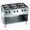 Fourneau gaz 6 feux vifs, sur armoire ouverte Base 700