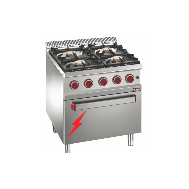 Fourneau 4 feux vifs gaz, four électrique GN 2/1 Optima 700