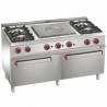 Fourneau gaz 4 feux vifs, taque coup de feu centrale, 2 fours gaz GN 2/1 Optima 700