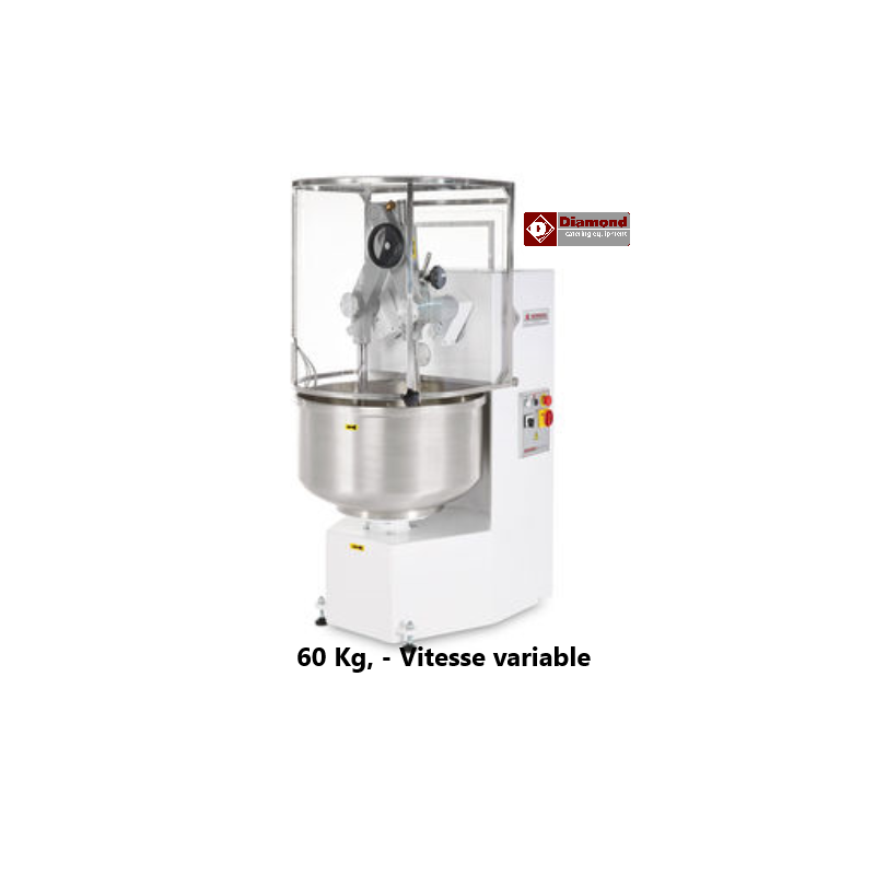 Pétrin à bras plongeants,, 60 Kg, - Vitesse variable