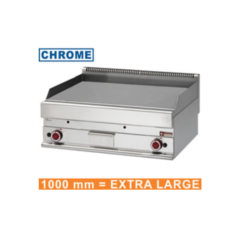 Plaque de cuisson gaz 1/Plaque de cuisson gaz EXTRA-LARGE, surface lisse, chromélisse - 1/2 rainurée diamond