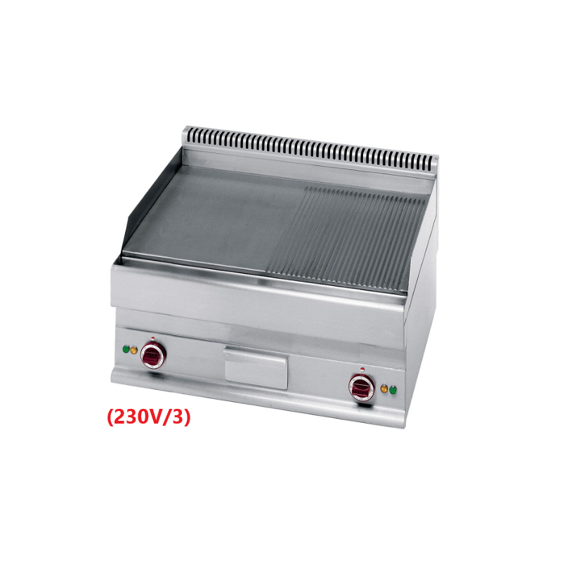 Plaque de cuisson électrique 1/2 lisse et 1/2 rainurée diamond