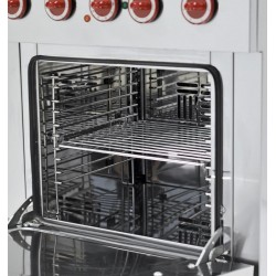 Fourneau 6 feux vifs, sur four gaz et armoire neutre Alpha 650