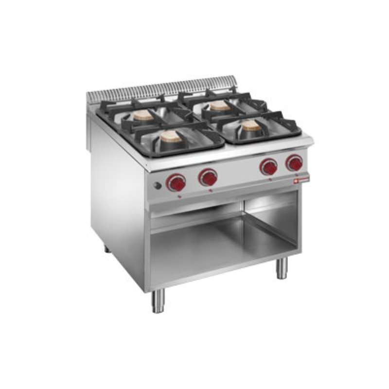 Fourneau 4 feux gaz, armoire ouverte Master 900