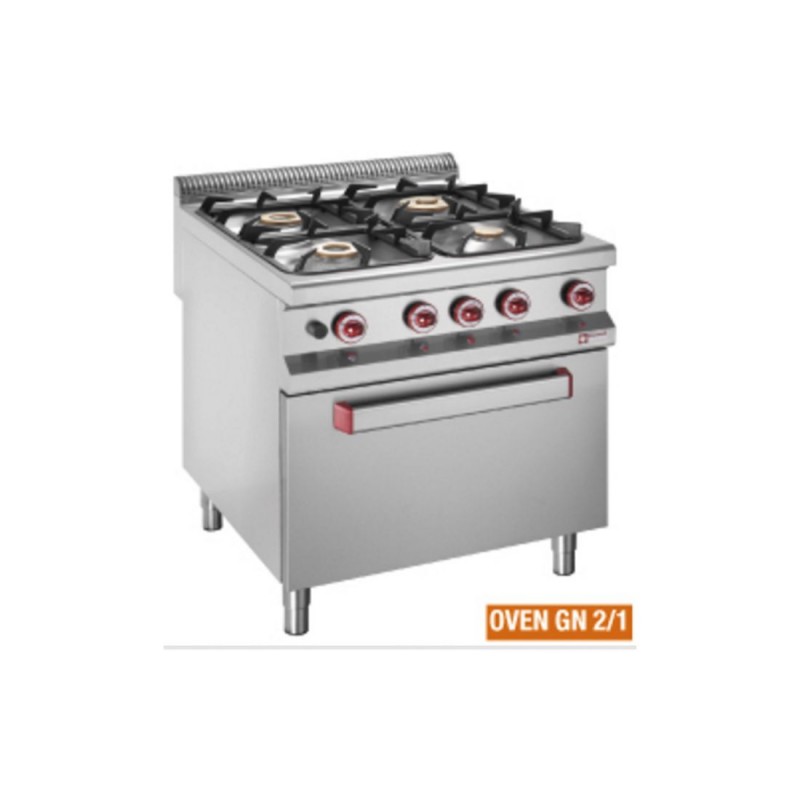Fourneau 4 feux sur four gaz GN 2/1 Master 900