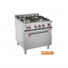 Fourneau 4 feux sur four gaz GN 2/1 Master 900