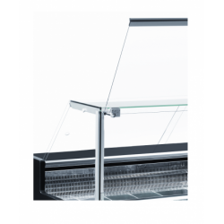 Comptoir vitrine réfrigéré à vitre droite 90° sur pistons, ventilé, avec réserve - NOIR Venice Line