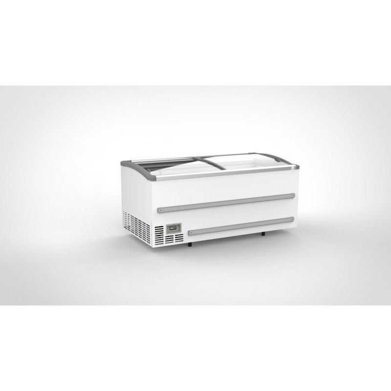 1500 mm CONGELATEUR COFFRE AVEC COUVERCLES COULISSANTS VITRES BOMBES