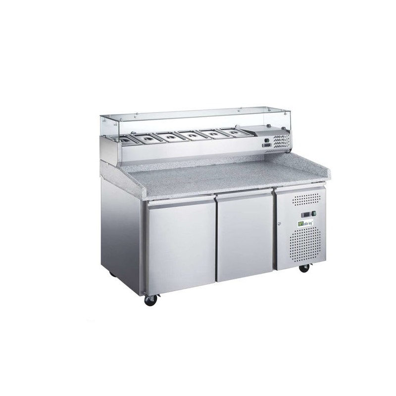 Table à pizza 2 portes avec saladette