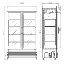frigo boisson  AVEC PORTES BATTANTES 1120X661X2000