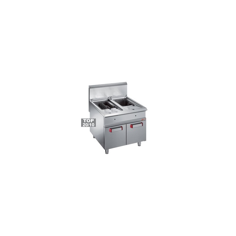 Friteuse gaz 2 cuve 18 lit. (2x 18 kW) sur meuble fermé
