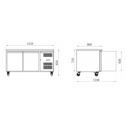 table refigeré patisserie  avec plan granite