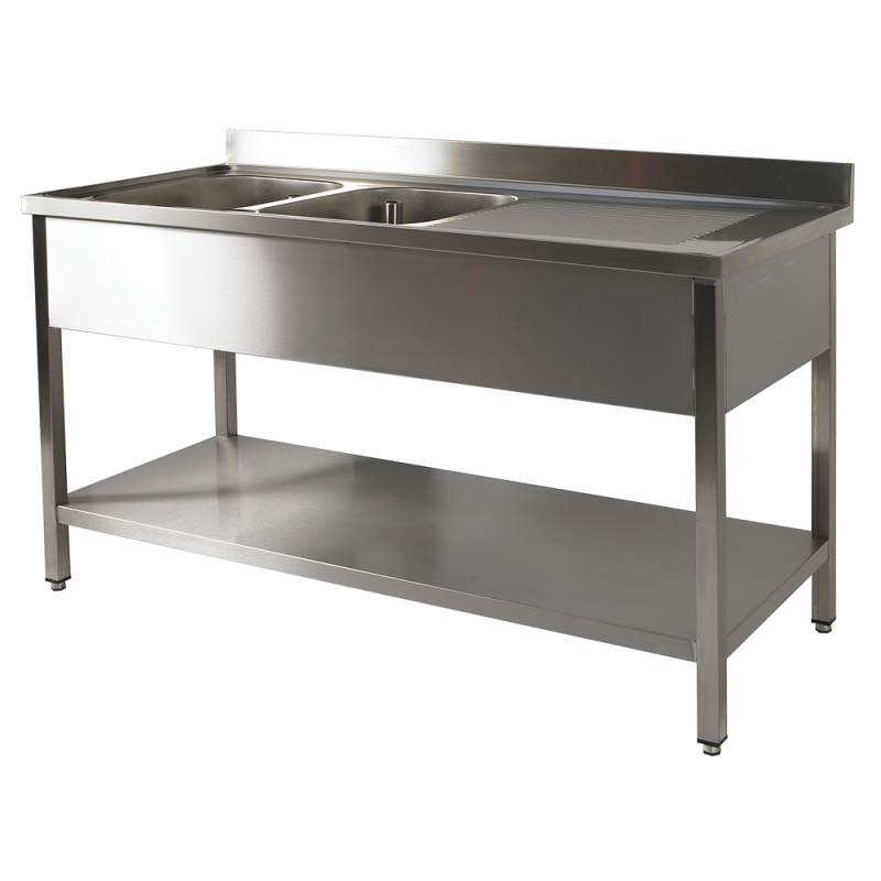 1.6m 2 CUVE+1 EGOUTTOIR  AVEC SOUS-TABLETTE